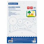 Цветная бумага А4 офсетная, 80 листов 20 цветов, в папке, BRAUBERG, 200х290 мм, "Кенгуру", 113539