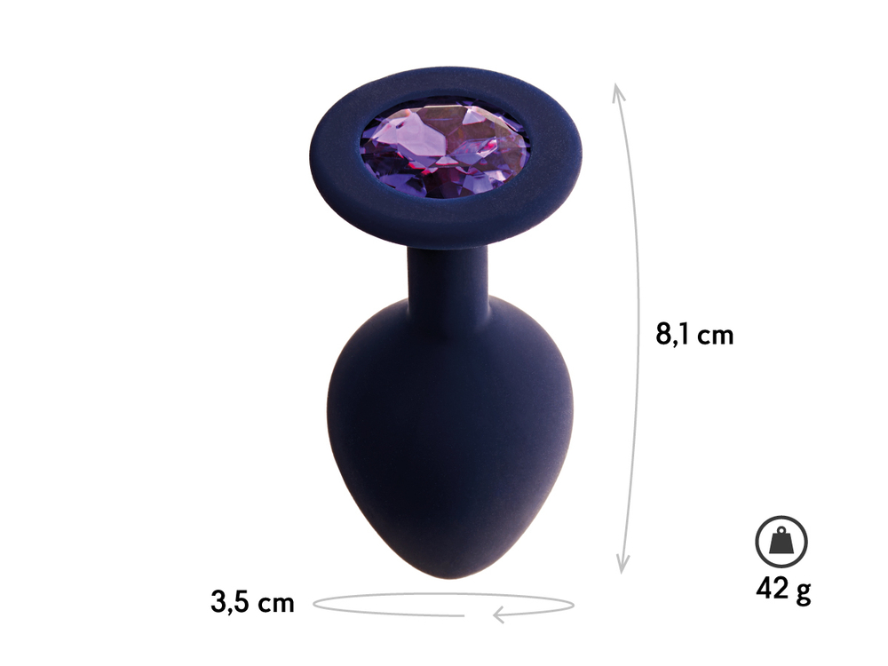 Анальная пробка с фиолетовым кристаллом Gamma, цвет черничный, большая