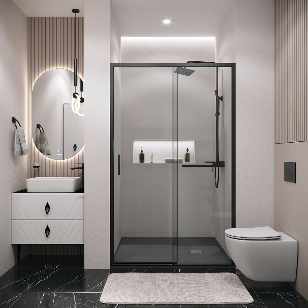 Душевая дверь Grossman Style 110 100.K33.05.110.21.00 профиль Черный матовый стекло прозрачное