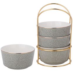 НАБОР САЛАТНИКОВ НА МЕТАЛЛ. ПОДСТАВКЕ LEFARD "GRAIN" 4 ШТ. 350 МЛ 11,5*6,5 СМ МЯТНЫЙ (КОР=8НАБ.)