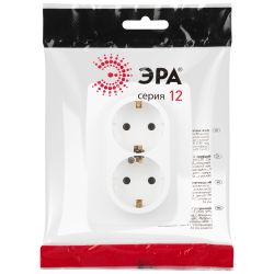Розетка ЭРА Серия 12 12-2106-01М 2X2P+E Schuko 16А-250В белый матовый