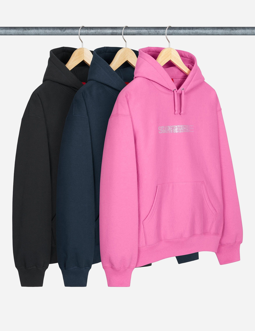 Supreme x Swarovski Motion Logo Hooded Sweatshirt "Black"