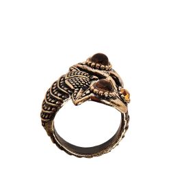 AM-2500 Кольцо «Скорпион со стразом» (латунь, янтарь)