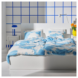 IKEA ÄNGSVITVINGE  (ИКЕА ÄНГСВИТВИНГЕ)  -  Пододеяльник и наволочка, синий/белый, 150x200/50x60 см