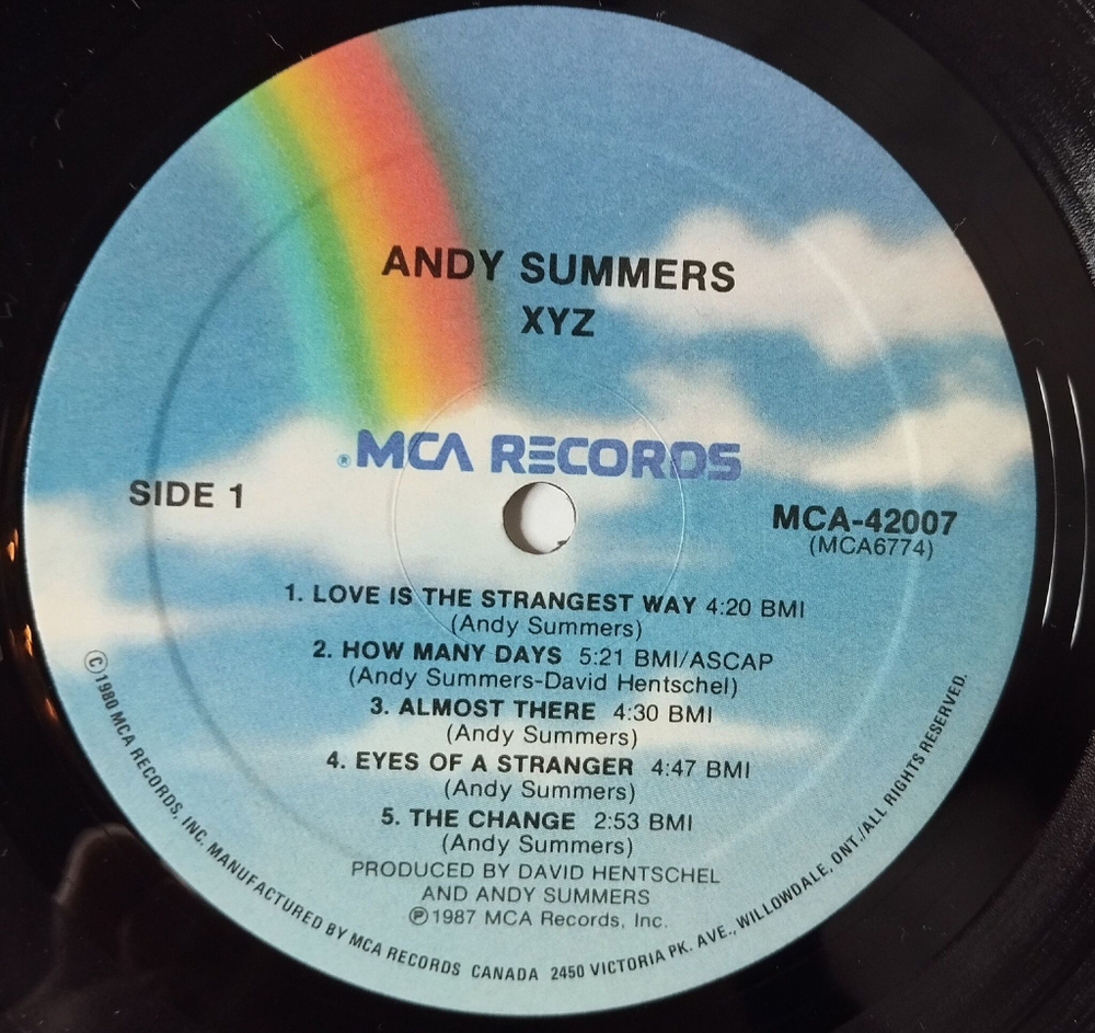 Винтажная виниловая пластинка LP Andy Summers XYZ (USA 1987)