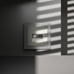 Розетка телевизионная встраиваемая VOLTUM S70 TV+RJ45 кат. 6, (сталь)