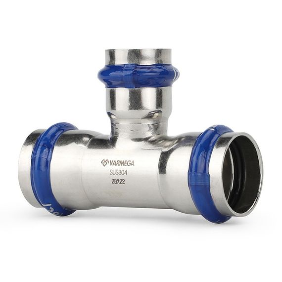 Тройник VARMEGA раструбный Inox Press переходной 28x15x28 — (1)