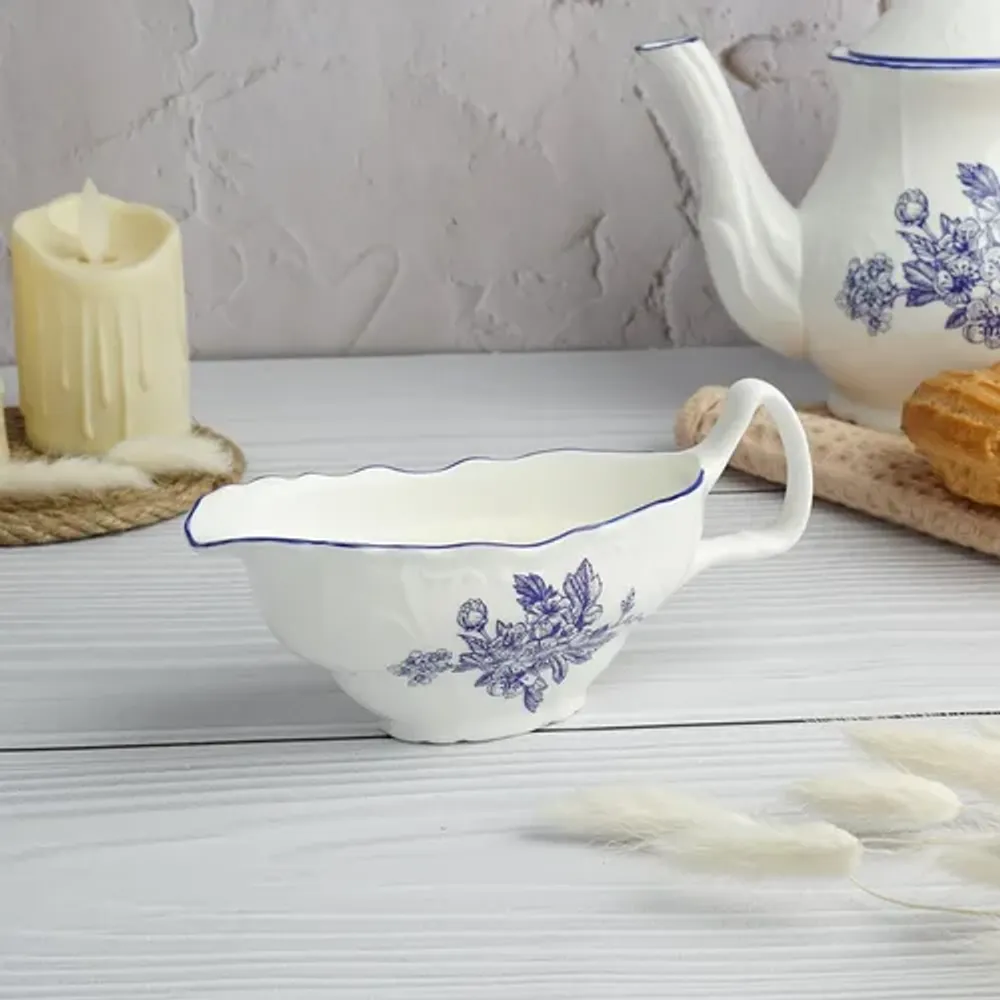 Соусник 100 мл 16,5*5,5 см h5,6 см с ручкой фарфор Sea Flower P.L. Proff Cuisine [1]