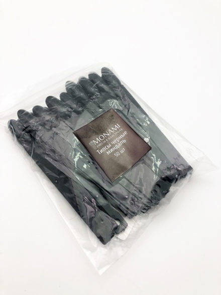 Типсы черные миндаль на кольце 50шт.