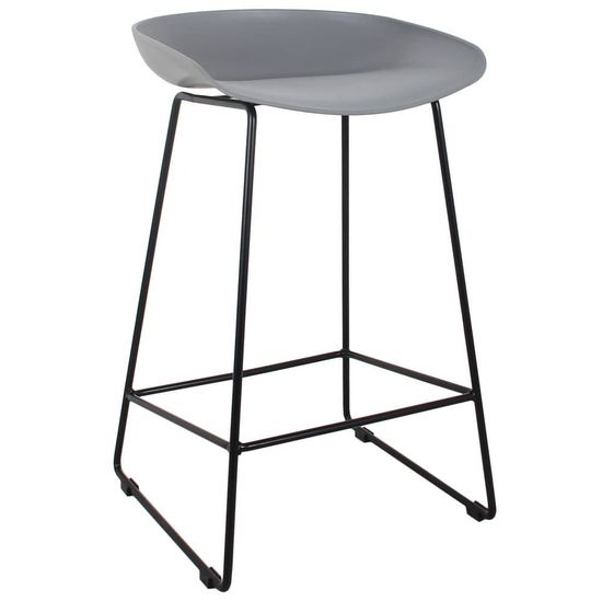 Стул полубарный Neo серый с чёрными ножками