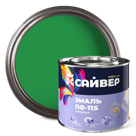 САЙВЕР  Эмаль ПФ-115 Ярко-зеленая 1,8кг ГОСТ 6465-76