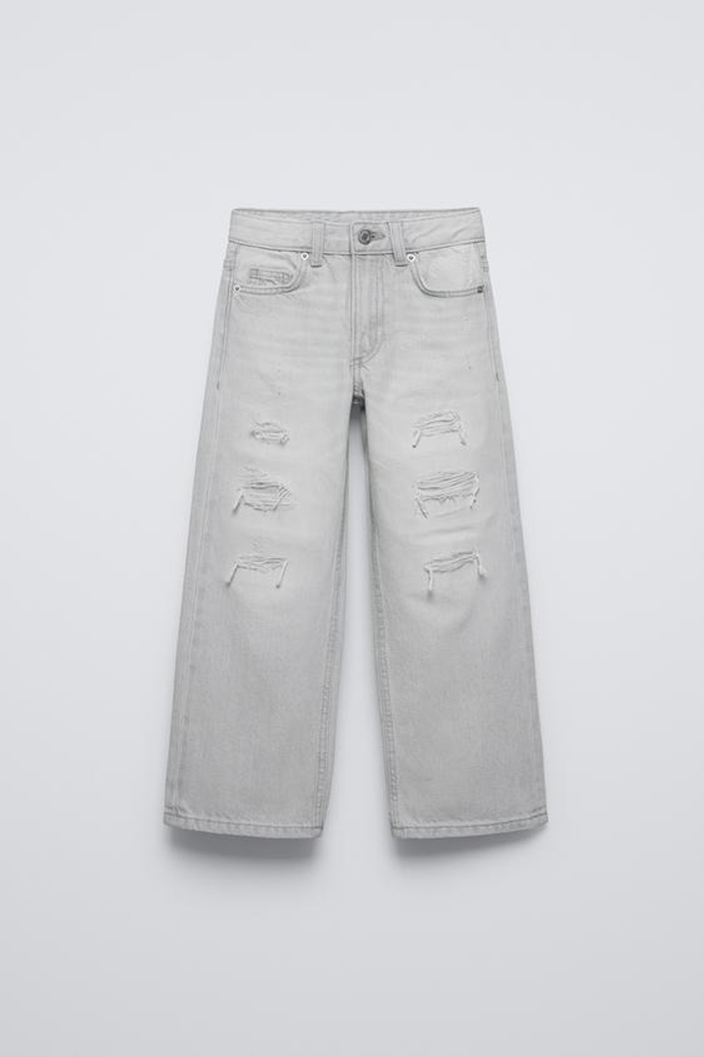 ZARA ДЖИНСЫ С ШИРОКИМИ ШТАНИНАМИ И РАЗРЕЗАМИ, КАМЕННО-СЕРЫЙ