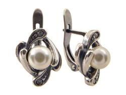 "Фрой" серьги в серебряном покрытии из коллекции "Жемчужная" от Jenavi с английским замком