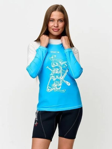 Футболка рашгард лонгслив Sargan Скелетон-Сап UPF 50+ голубой/белый