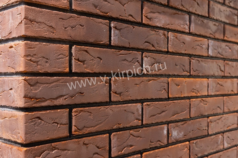 Кирпич лицевой Воротынский одинарный кортен, бостон рваная фаска