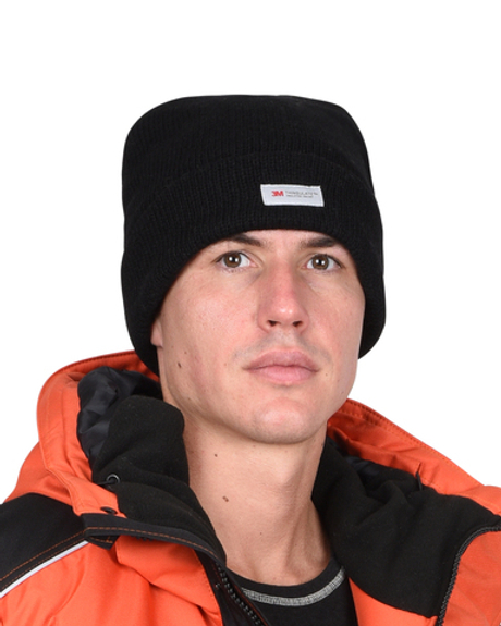 Шапка трикотажная черная СИРИУС Юка с утеплителем Тинсулейт (х12х120)