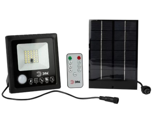 Прожектор светодиодный 20Bт на солн.бат. ЭРА ERAPRO-20 с датчиком движения 350Лм 5000К IP65