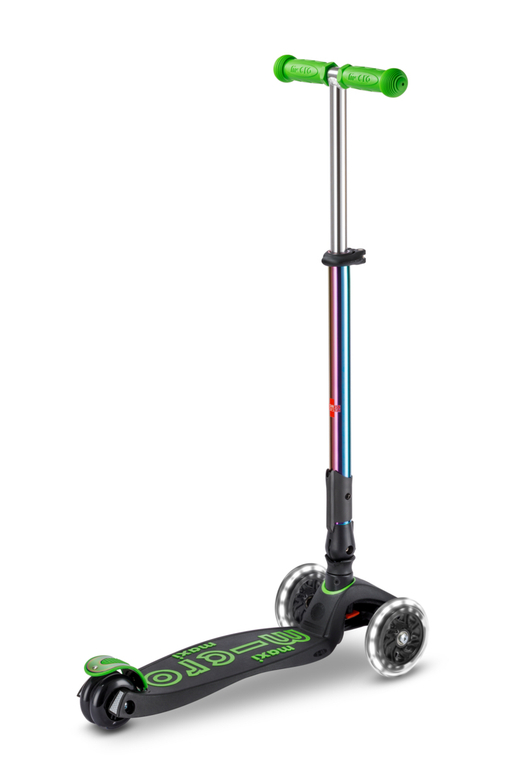 Самокат Maxi Micro Deluxe LED складной, неохром зеленый