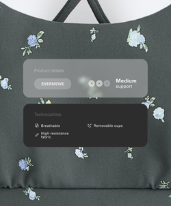 Oysho Спортивный бюстгальтер Evermove с цветочным принтом, серый стальной