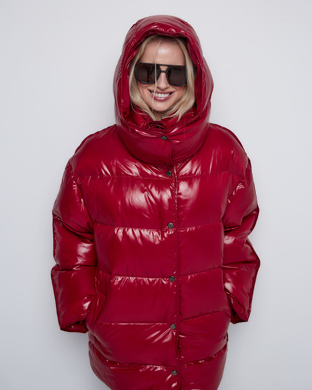 Пуховик со съемным капюшоном из нейлона Монклер вишня