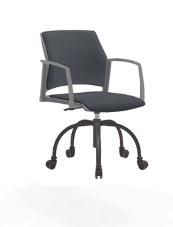 Кресло Rewind каркас черный, пластик серый, база паук краска черная, с закрытыми подлокотниками, сиденье и спинка антрацит