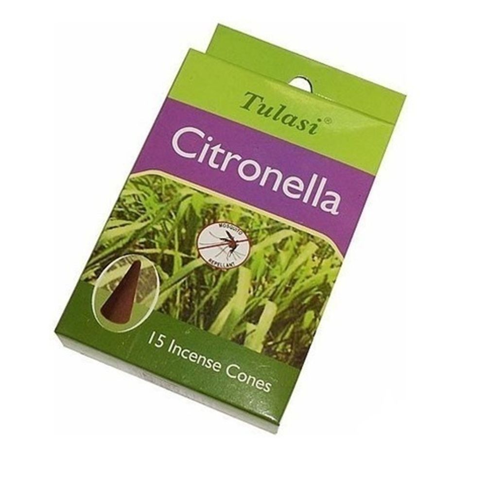 Tulasi Citronella Благовоние-конус Цитронелла 15 шт