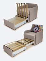 Кресло-кровать "Миник" с подлокотниками Candy Beige, купон Хаски