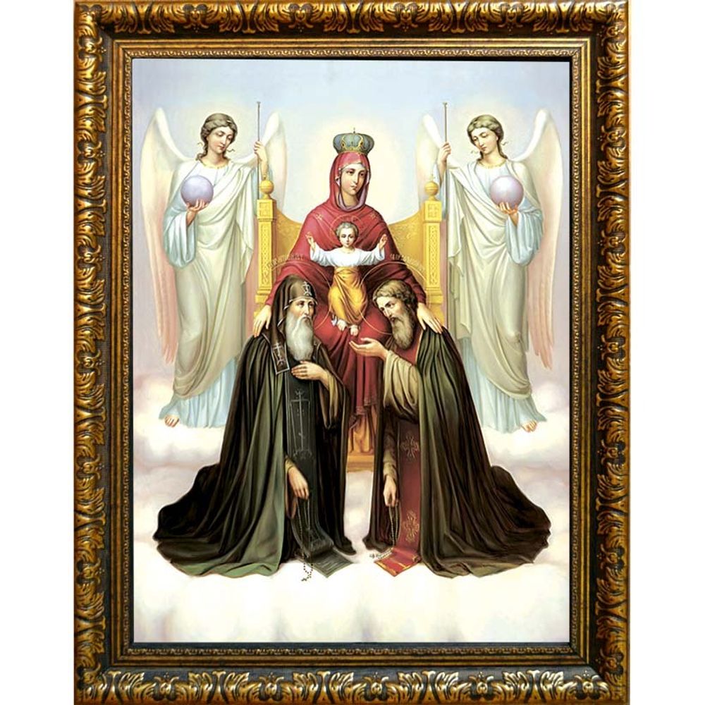 Печерская икона Божьей Матери с коленопреклоненными Антонием и Феодосием Печерскими и ангелами.