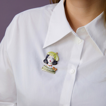 Брошь Shadore Девочка в берете XZ1479.19 G/G