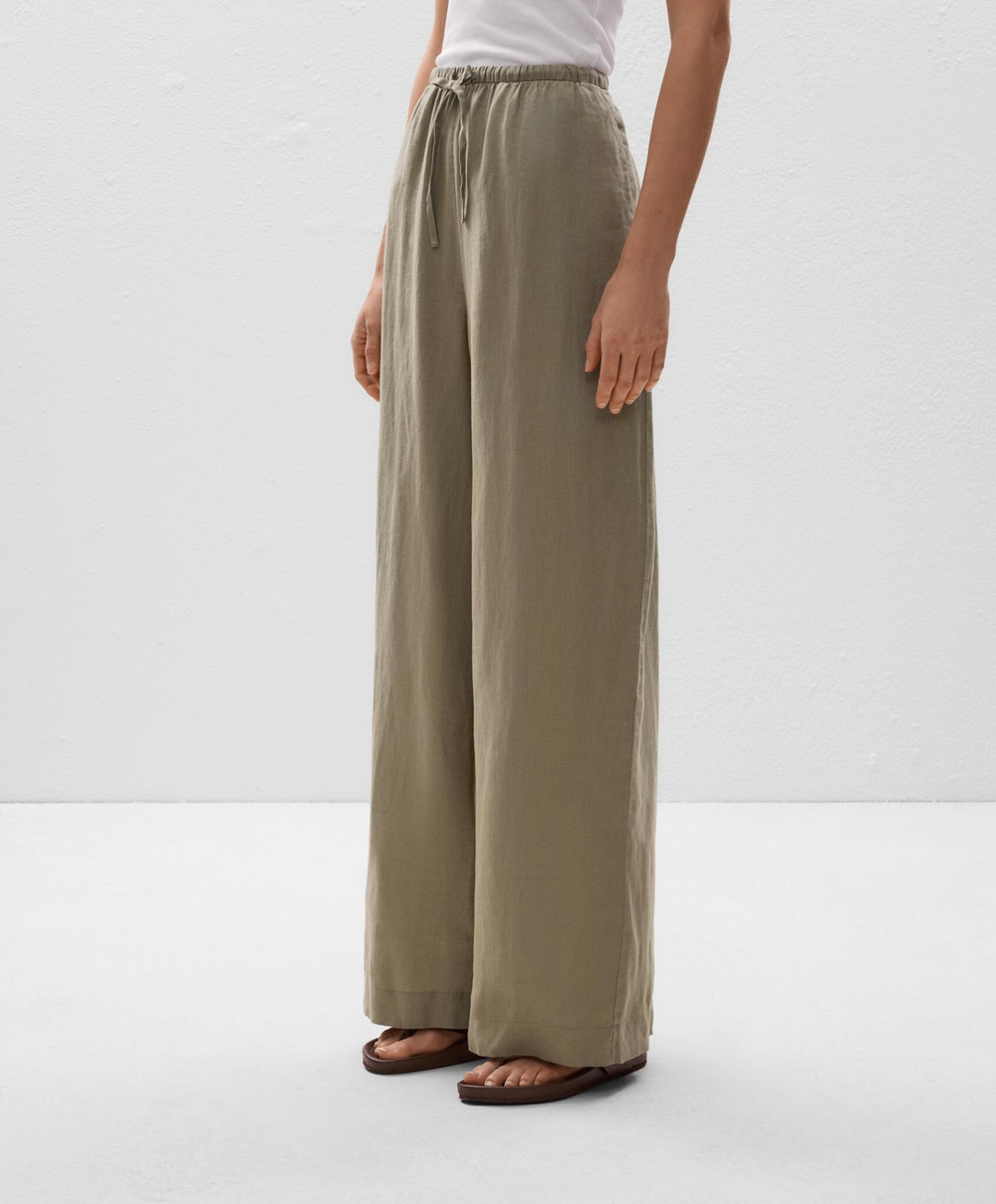 OYSHO Брюки прямого кроя из 100% льна, хаки