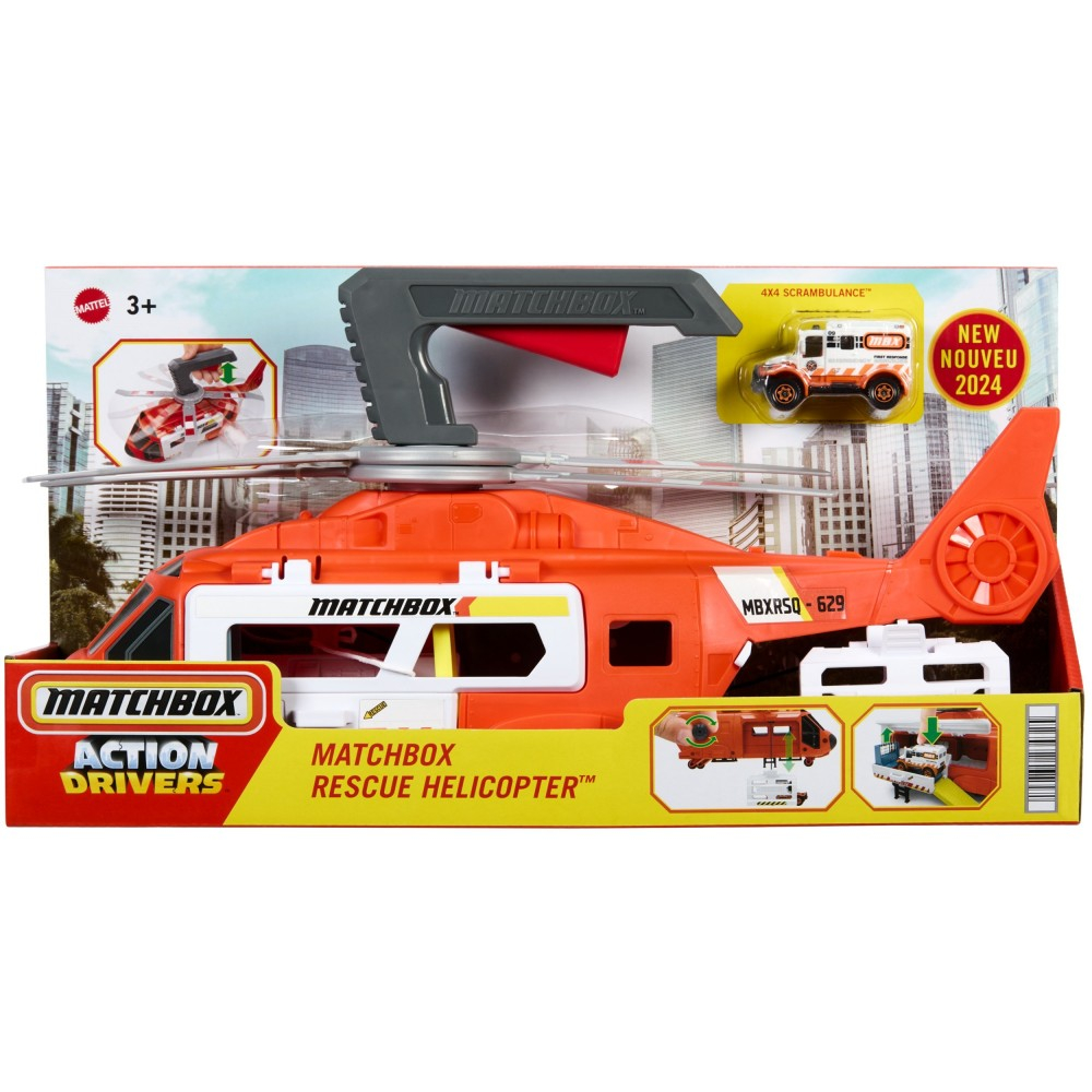 Matchbox - Спасательный вертолет 40,5 см Центр спасения 2в1 HXM74