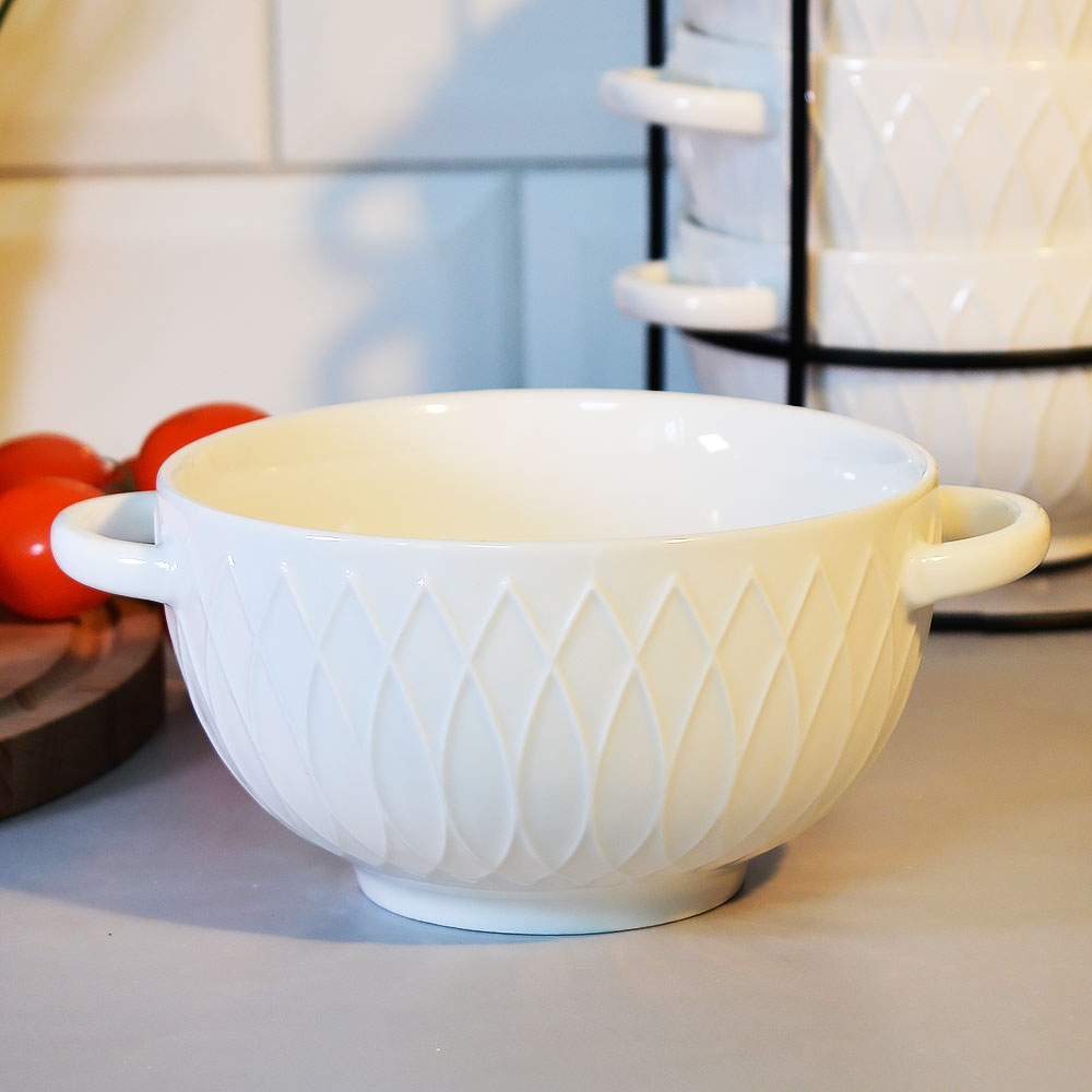 Набор бульонниц 4 предмета 650мл на подставке, 202480