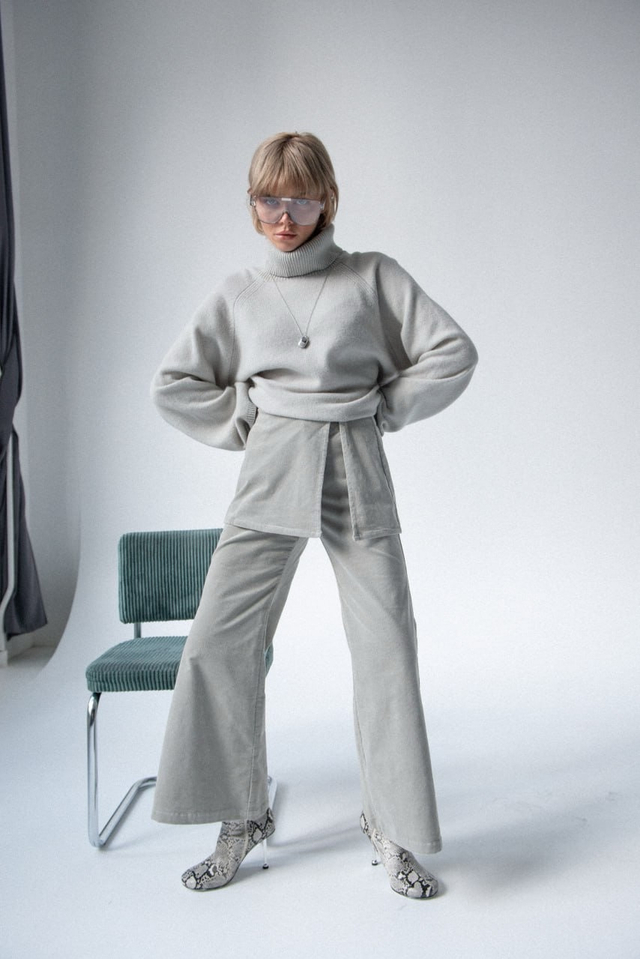 Брюки с баской вельветовые MINT