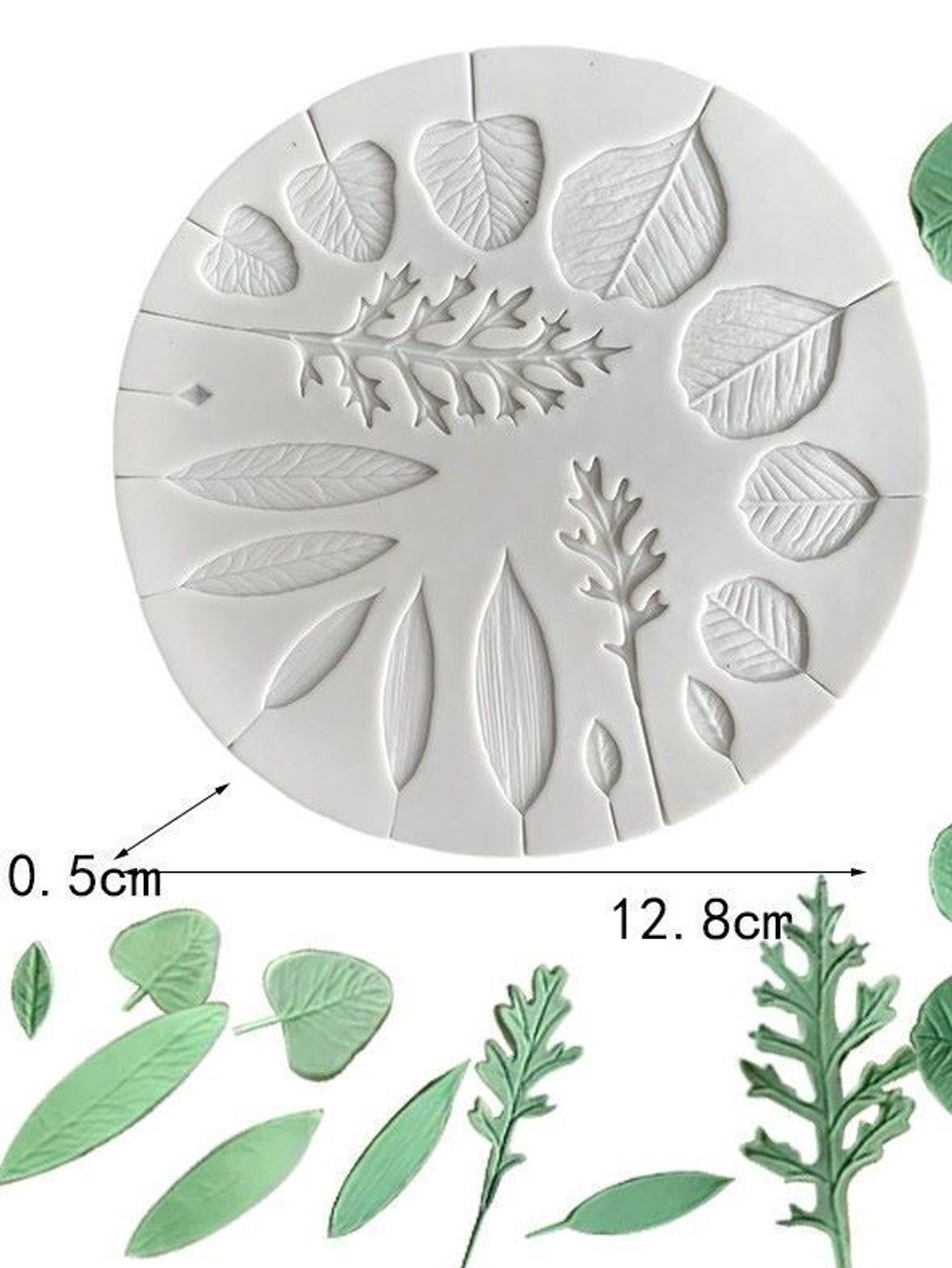 Молд силиконовый для лепки листьев "Гербарий" / Форма для мелких листьев эвкалипта / Молд для полимерной глины, мыла, воска