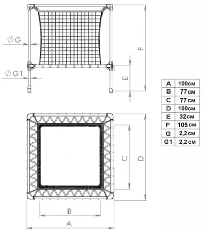 Батут-манеж 100 х 100 см.