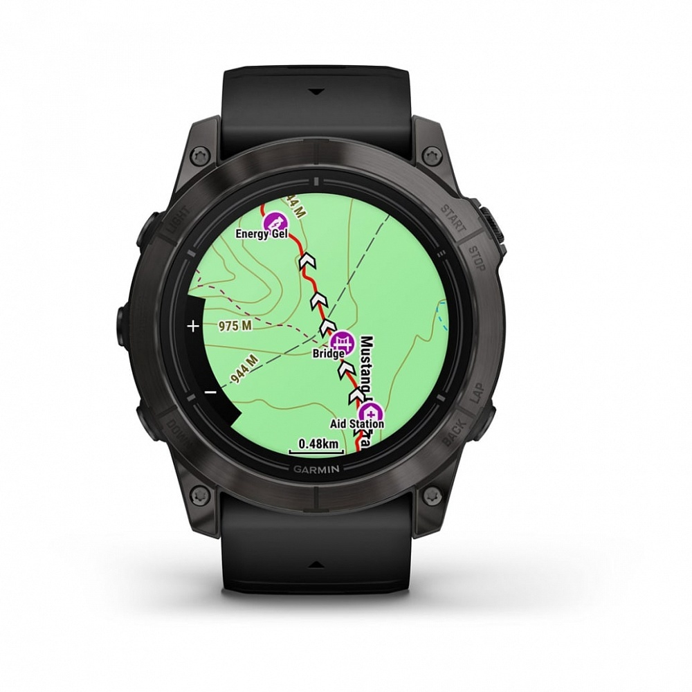 Смарт часы Garmin Epix Pro (Gen 2) Sapphire Edition 51 мм, титановый угольно-серый, DLC, черный силиконовый ремешок