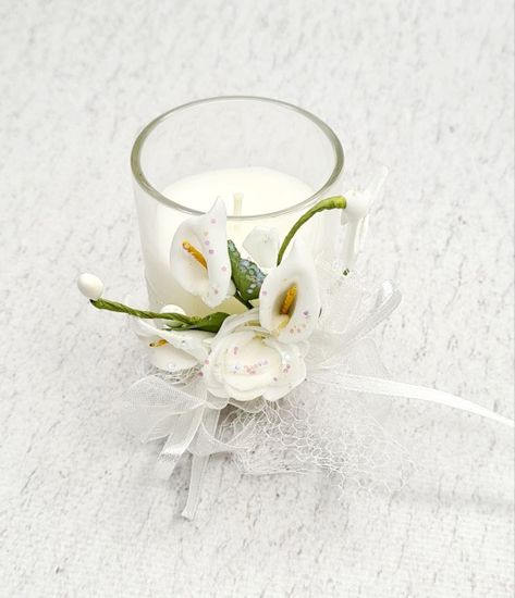 Стеклянные подсвечники-композиции с искусственными цветами "Нежность"