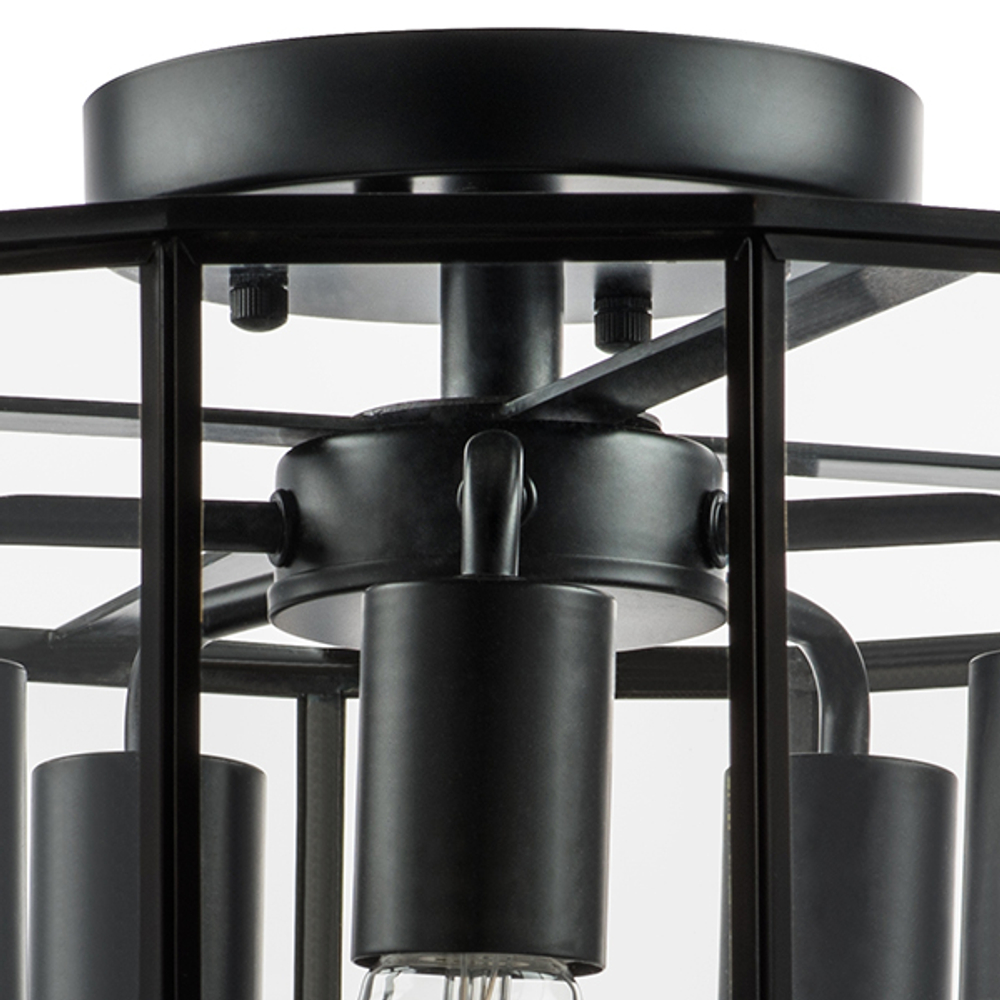 798257 Люстра GENNI 5х40W E27 ЧЕРНЫЙ МАТОВЫЙ/ПРОЗРАЧНЫЙ