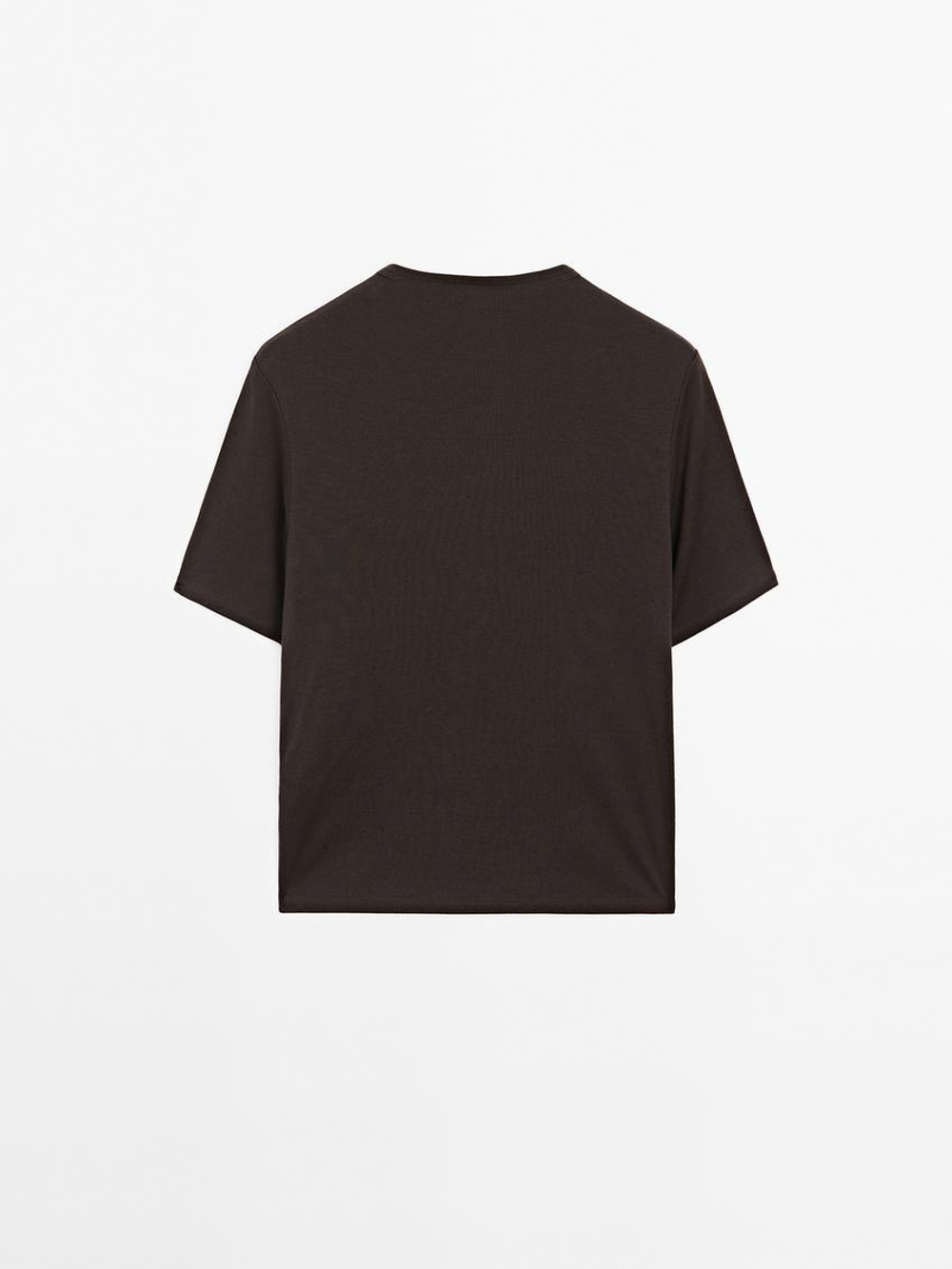 Massimo Dutti Футболка оверсайз с люверсами, коричневый