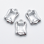 Подвеска Прямоугольник, цвет серебро (родий)+прозрачный, размер 13*9 мм, цена за 1 шт