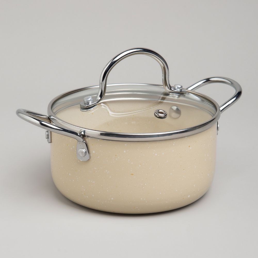 КАСТРЮЛЯ AGNESS С АНТИП. ПОКР. И СТЕКЛ. КРЫШКОЙ 950 МЛ, 14*7 СМ