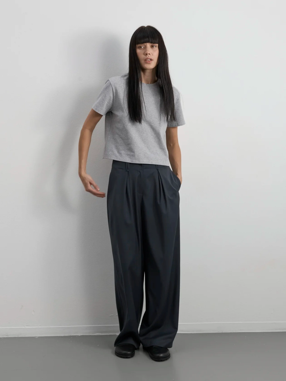 Брюки со складками T1