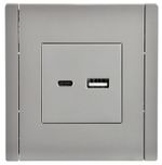 FORTE&PIANO Розетка USB A+C 3,1А FP550 сталь IEK