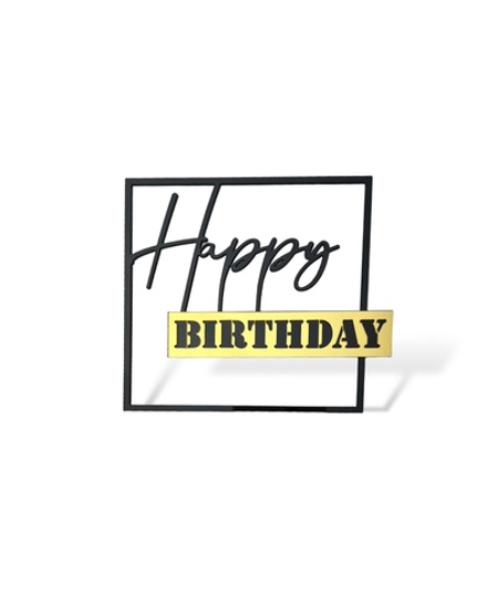 Топпер на торец  "Happy Birthday"  10см, акрил, полистерол черный 2мм
