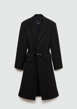 MANGO Двойное тканевое пальто с поясом, черный
