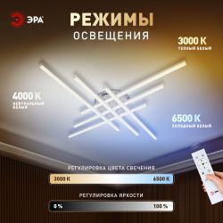 Светильник потолочный светодиодный ЭРА Модерн Nora CLL-1-109W 3K-6,5K RC WH с ДУ белый