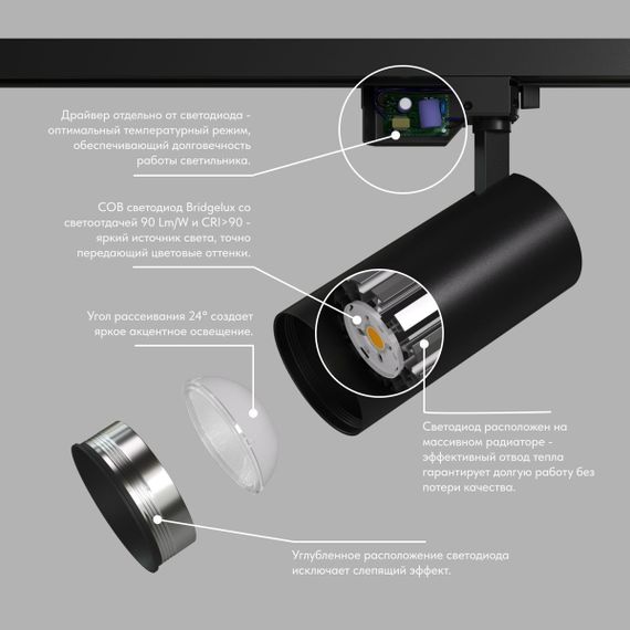 Трековый светильник Denkirs Solid Koper DK6454-BK