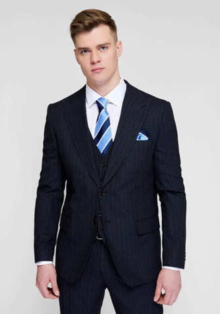 Мужской классический костюм тройка (темно-синий) Б36