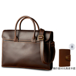 Simple&nature Cow Leather Crossbody Bag, Briefcase Medium Men"s Dark Brown