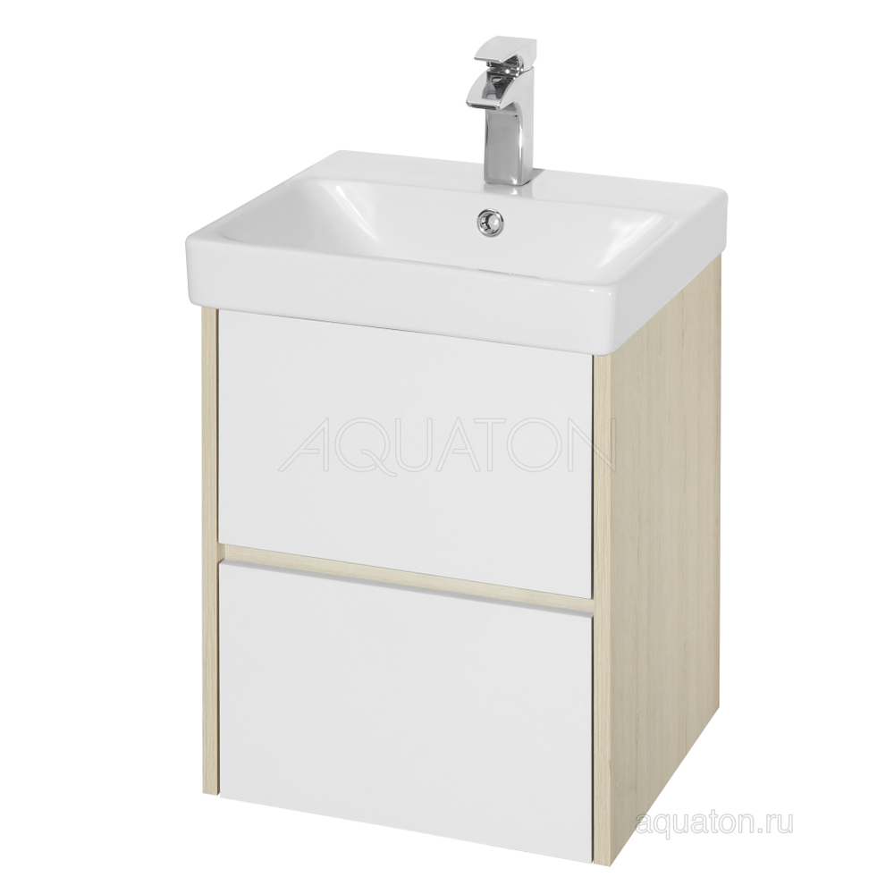 Тумба под раковину AQUATON Сканди 45 белая, дуб верона 1A251601SDB20